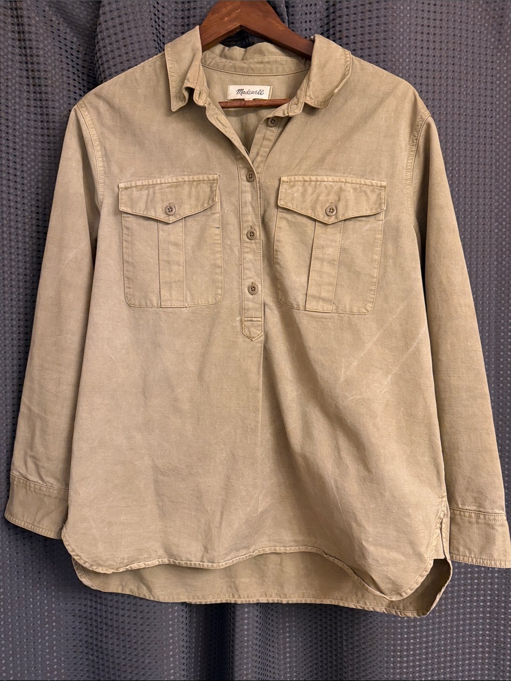 Madewell Khaki Utility Popover Shirt